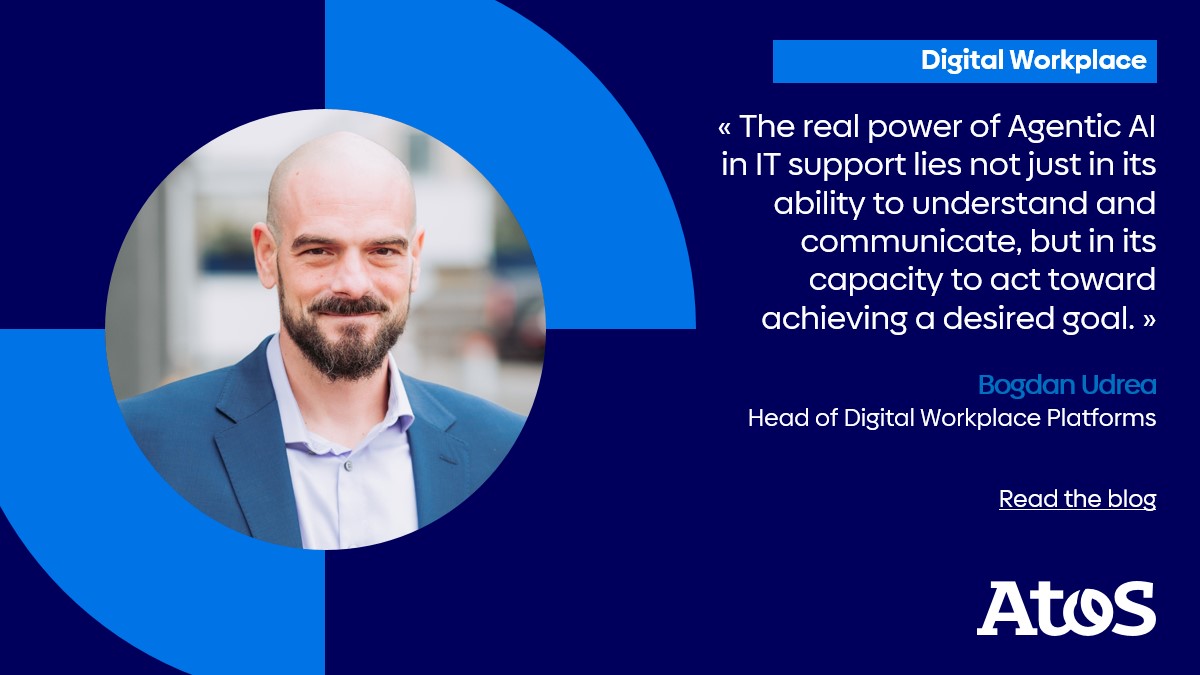 IT support that solves problems before they happen?
That’s the Agentic AI difference.
🔥 Learn from our Digital Workplace expert Bogdan Udrea why it’s more than just another AI trend: atos.net/en/blog/the-ag…

#AgenticAI #ConversationalAI #DigitalWorkplace