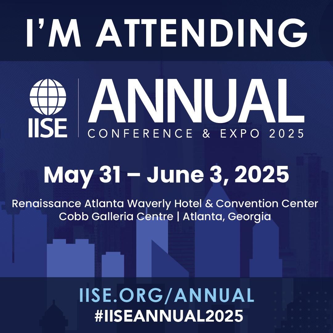 I look forward to attending the <a href="/iisenet/">IISE</a> Annual Conference #IISEAnnual2025 in Atlanta next week.

My <a href="/ut_orie/">UT Austin ORIE</a> PhD student Connor Colombe will present as a Finalist for the IISE Energy Systems Division's Best Student Paper Award. I will be there as a proud advisor!