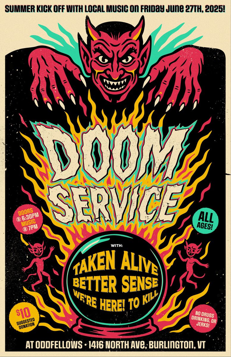 TheDoomService's tweet photo. Coming up at Oddfellows on 6/27 in Burlington! https://t.co/nvEOWWZaRV