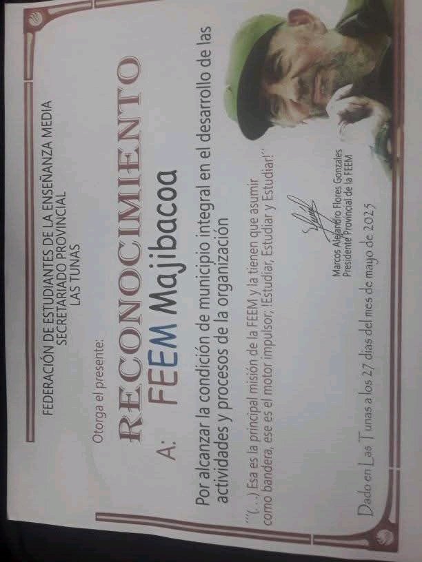 Con la presencia de <a href="/LorenzoOsbel/">Osbel Lorenzo</a> se desarrolló el Consejo Provincial de la FEEM en #LasTunas, espacio propicio para reconocer dirigentes estudiantiles, centros y municipios destacados.  Muchas felicidades a todos en especial al municipio #Majibacoa. #UnidosXCuba.
