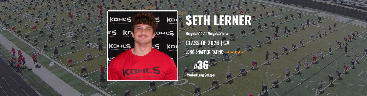 Seth Lerner (@sethlerner79) on Twitter photo After a ton of work and training coming back from adversity, Iโm proud to increase my ranking as <a href="/KohlsSnapping/">Kohl's Snapping Camps</a> to 4.5โญ๏ธand Ranked 36th Top Snapper. Thanks to <a href="/Coach_Casper/">Coach Casey Casper</a> for the opportunity. Next up HKA Top40 <a href="/HKA_Tanalski/">Adam</a> <a href="/CoachThompson05/">Jonathan Thompson</a> <a href="/Roswell_FB/">Roswell Football</a> After a ton of work and training coming back from adversity, Iโm proud to increase my ranking as <a href="/KohlsSnapping/">Kohl's Snapping Camps</a> to 4.5โญ๏ธand Ranked 36th Top Snapper. Thanks to <a href="/Coach_Casper/">Coach Casey Casper</a> for the opportunity. Next up HKA Top40 <a href="/HKA_Tanalski/">Adam</a> <a href="/CoachThompson05/">Jonathan Thompson</a> <a href="/Roswell_FB/">Roswell Football</a>