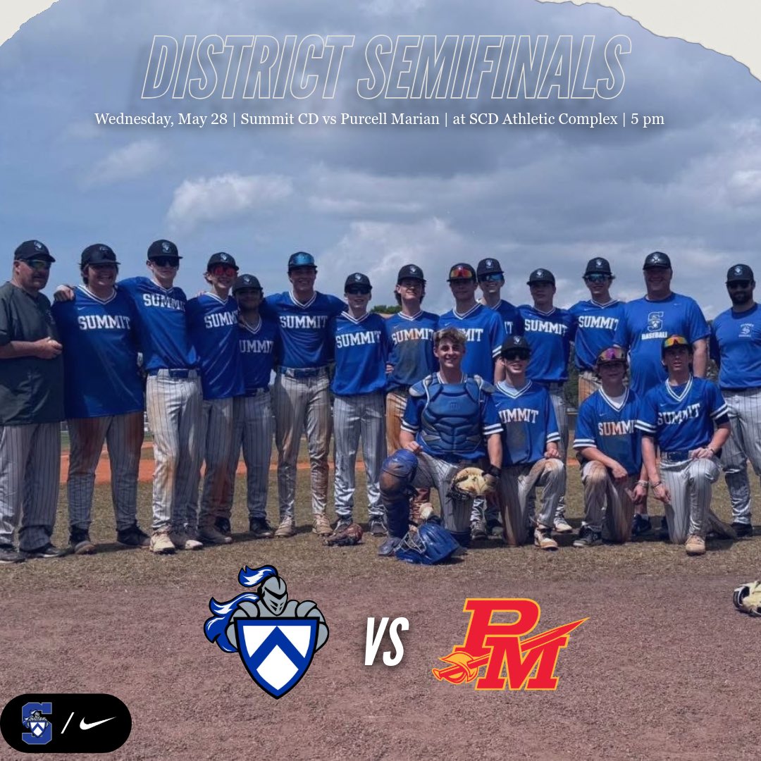 Summit Athletics (@scdathletics) on Twitter photo ๐๐๐๐๐๐ ๐๐๐๐๐๐๐๐ โพ๏ธ
Summit plays Purcell Marian in tournament action on Wednesday at the Summit Athletic Complex. Tickets can be purchased at ohsaa.org/tickets.
Come support <a href="/SummitBaseball2/">Summit Baseball 2024-25</a> tomorrow night as they look to earn a place in the District Finals! ๐๐๐๐๐๐ ๐๐๐๐๐๐๐๐ โพ๏ธ
Summit plays Purcell Marian in tournament action on Wednesday at the Summit Athletic Complex. Tickets can be purchased at ohsaa.org/tickets.
Come support <a href="/SummitBaseball2/">Summit Baseball 2024-25</a> tomorrow night as they look to earn a place in the District Finals!