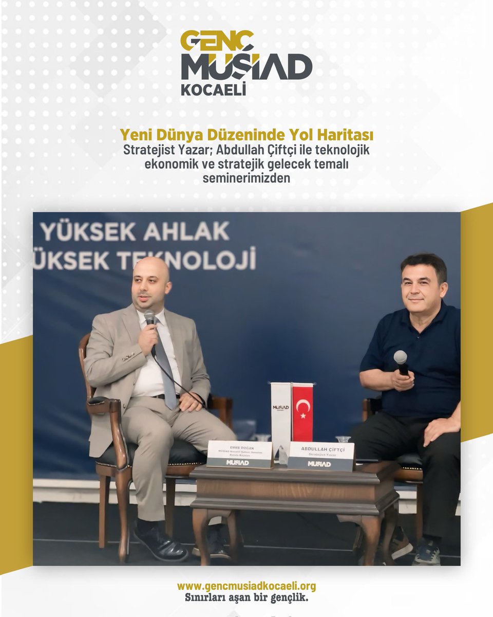 gencmusiad41's tweet photo. 🌎🛣️“Yeni Dünya Düzeninde Yol Haritası” konulu seminerimizi, stratejist yazar Abdullah Çiftçi’nin katılımıyla; teknolojik, ekonomik ve stratejik gelecek temaları çerçevesinde gerçekleştirdik.

#MÜSİADKocaeli #GençMÜSİADKocaeli #YeniDünyaDüzeni #YolHaritası https://t.co/QkYQjrdtMh