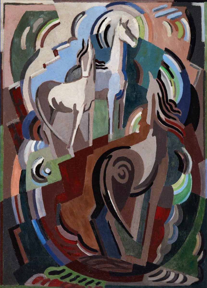 A Mainie Jellett painting called ‘Achill Horses’ sold for €210,000 at Whyte’s in Dublin today. This is the second highest price ever for a painting by an Irish woman artist. A Sarah Purser portrait of Constance and Eva Gore Booth made €240,000 in 2003. antiquesandartireland.com/2025/05/new-wo…