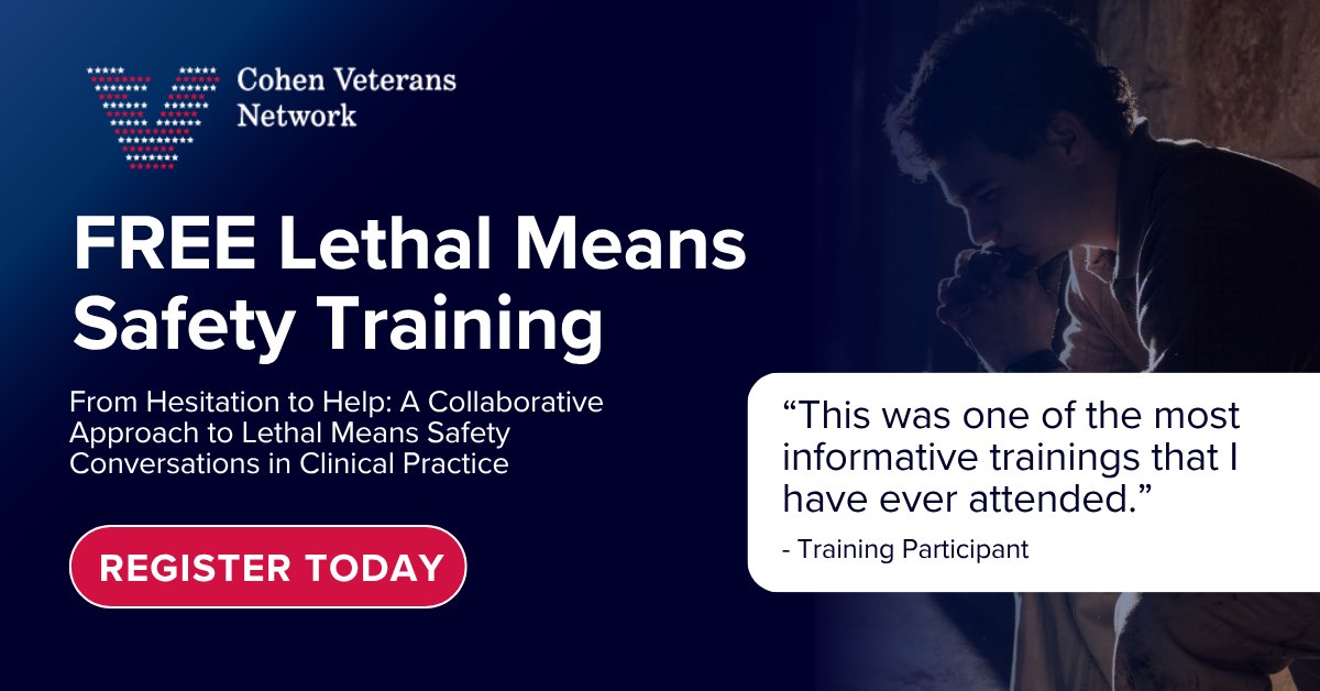 CohenVeteransNetwork (@cohenveterans) on Twitter photo Equip yourself with crucial #suicideprevention skills. Register for our Lethal Means Safety webinar on June 17th, available at no cost thanks to <a href="/WeFaceTheFight/">WeFaceTheFight</a>.
๐ป Free, virtual, and interactive webinar
๐
June 17, 2025 (Tue) at 12-3pm ET / 9am-12pm PT
๐ Earn 2.75 CEs (APA & Equip yourself with crucial #suicideprevention skills. Register for our Lethal Means Safety webinar on June 17th, available at no cost thanks to <a href="/WeFaceTheFight/">WeFaceTheFight</a>.
๐ป Free, virtual, and interactive webinar
๐
June 17, 2025 (Tue) at 12-3pm ET / 9am-12pm PT
๐ Earn 2.75 CEs (APA &