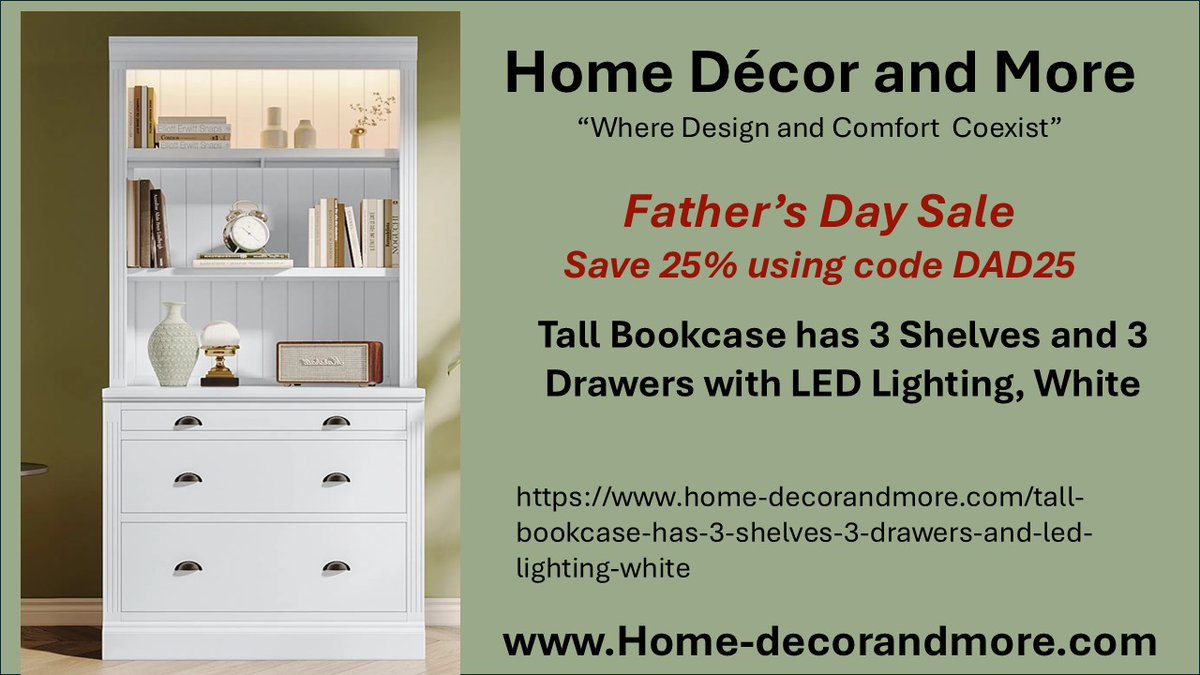 homedecorndmore's tweet image. Office Organization for Dad

Help Dad organize his space like a pro.
📚 Sleek bookcases, now 25% OFF in June with code DAD25Perfect for books, trophies, or barware.
🛒 Shop the collection home-decorandmore.com 
#DadOfficeGoals #FathersDaySale #FunctionalStyle