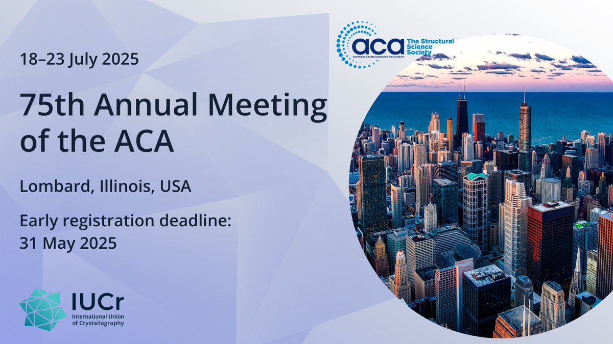 Early registration for ACA 2025 closes this week!

Secure your spot: acameeting2025.com/registration

#ACA2025 #Crystallography #StructuralScience #EarlyCareerResearchers
