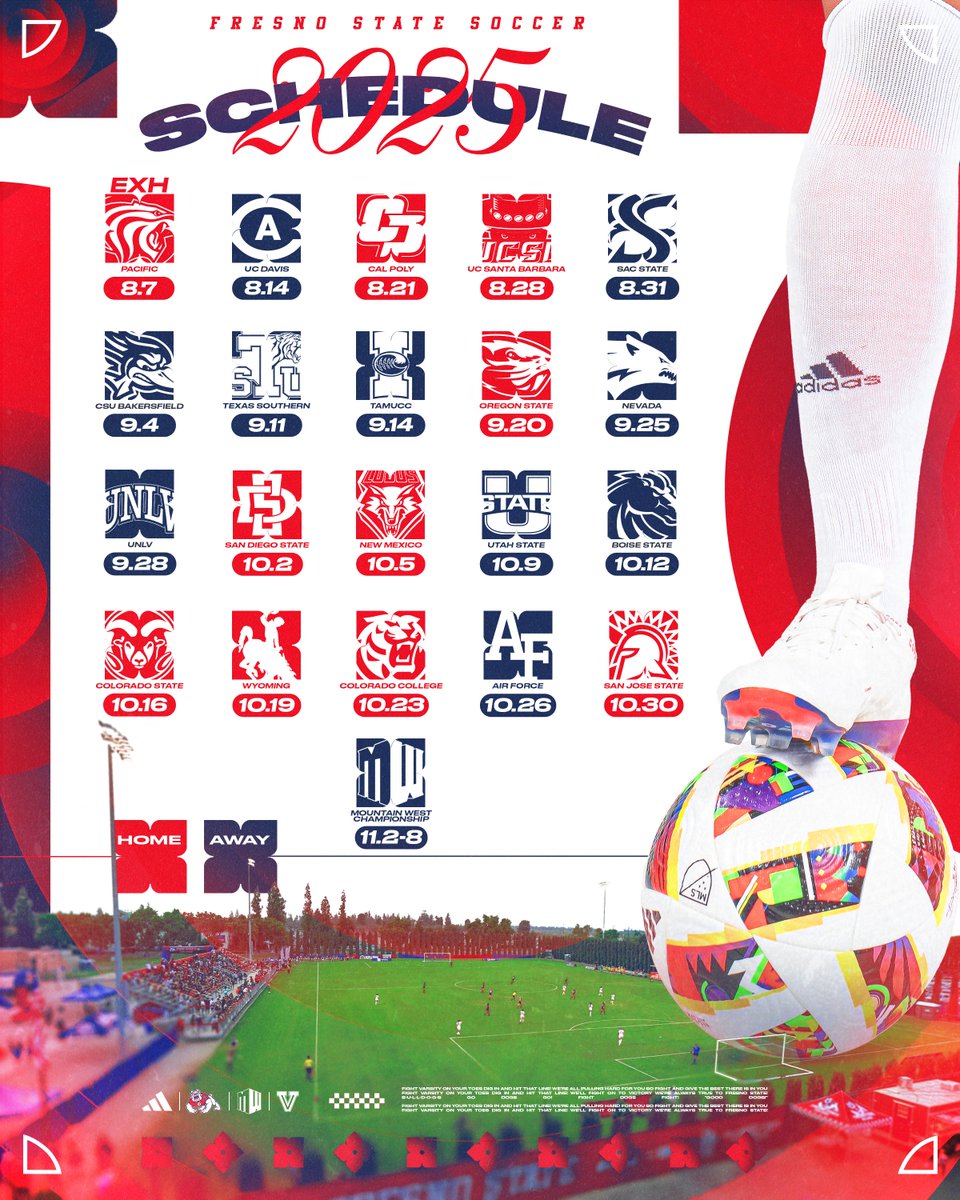 FresnoStateWSOC's tweet image. locked in & ready to go⚽️
our 2025 slate is official -- don't miss the action 👇