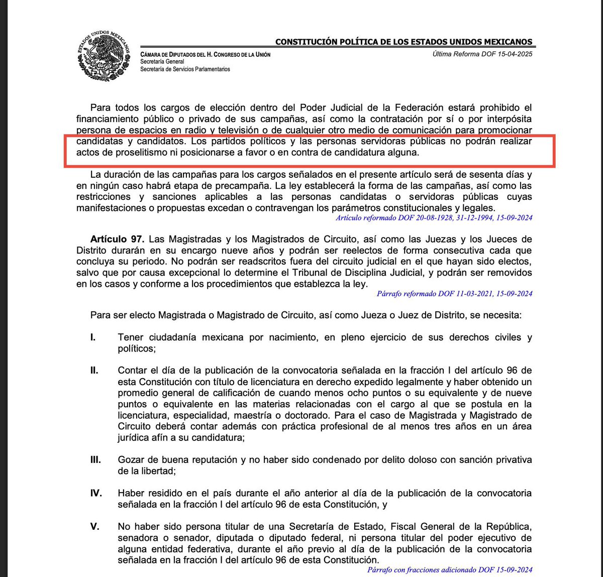 No es opinión nuestra, idiotas

USTEDES lo impusieron en la Constitución, en esa reforma aprobada con métodos mafiosos. Cito su pinche artículo 96, de su pinche reforma:

“Los partidos políticos y las personas servidoras públicas no podrán realizar actos de proselitismo ni