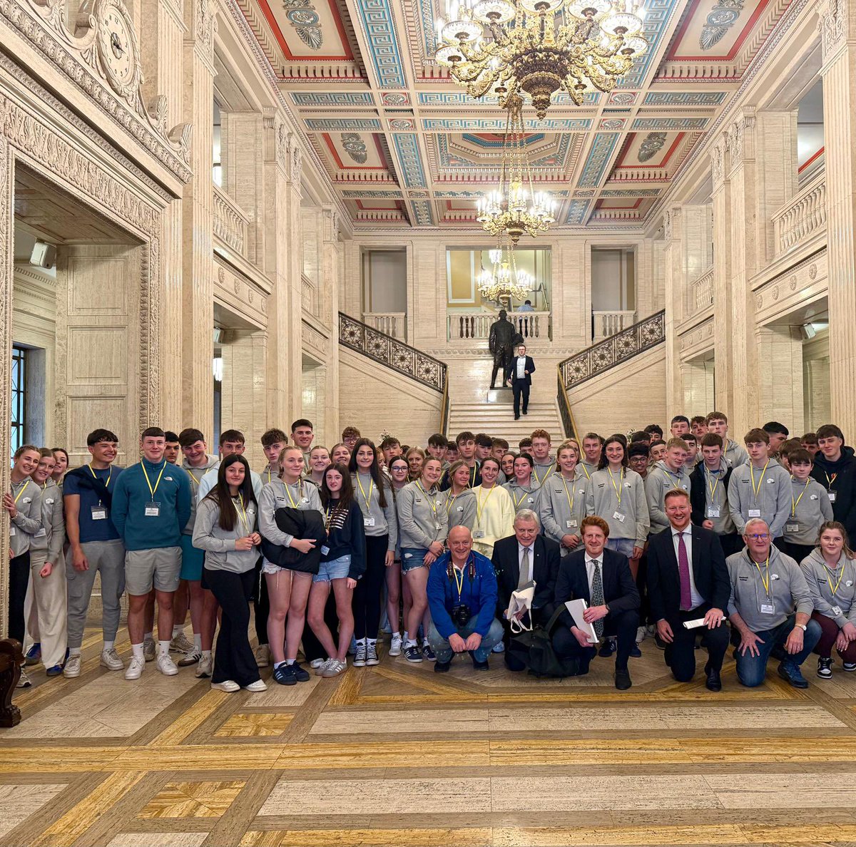 With <a href="/SDLPlive/">The SDLP</a> colleagues Matthew O’Toole MLA and Daniel McCrossan MLA, delighted to welcome students from <a href="/rockwellcollege/">Rockwell College</a>, Cashel, County Tipperary to the Assembly today - tá fáilte mhór romhaibh uilig.
