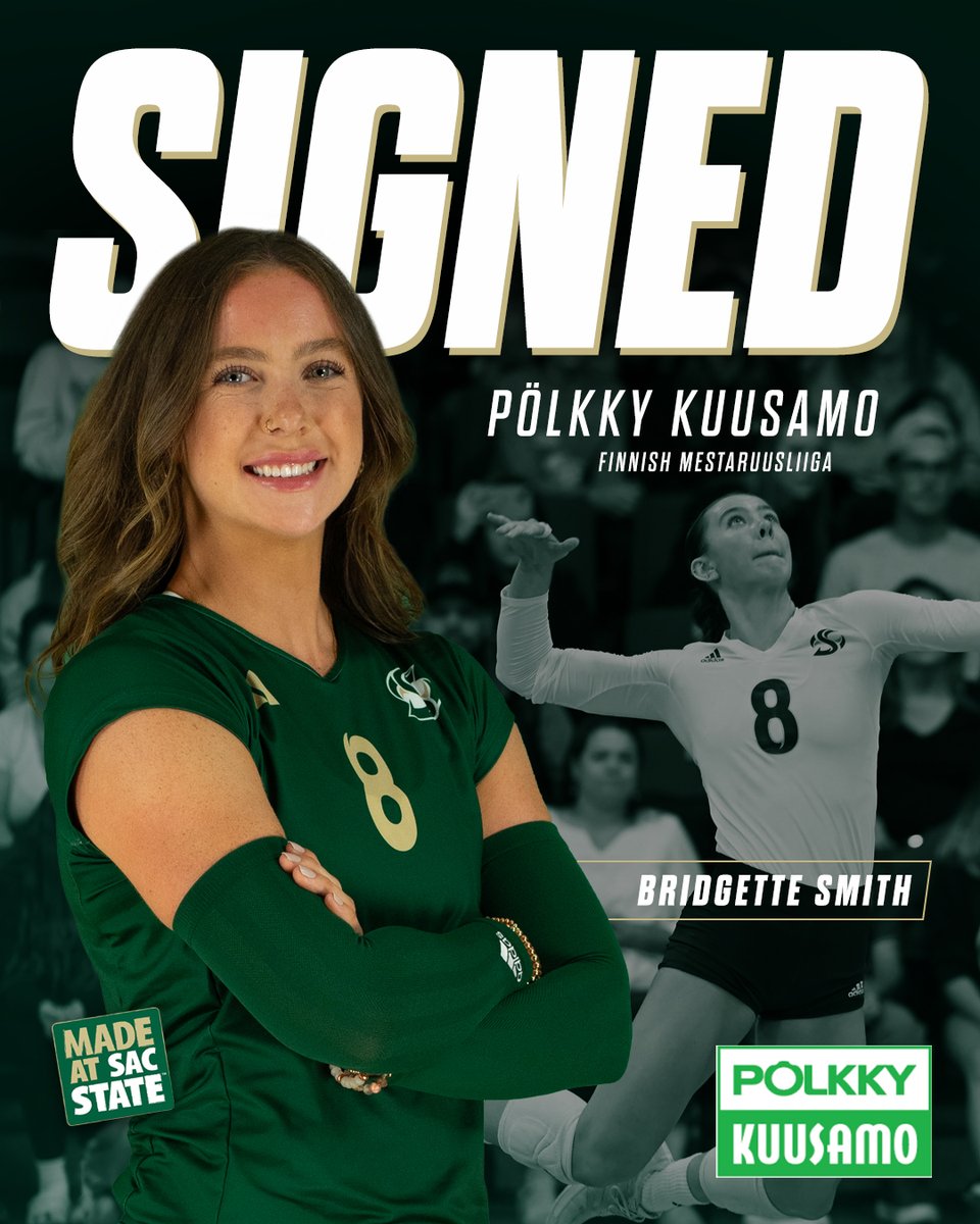 Sacramento State Volleyball (@sacstatevb) on Twitter photo Congratulations to <a href="/bridgettesmithh/">bridgette smith 🐝🐶</a> who signed a professional contract to play for one of the top clubs in Finland! During her career as a Hornet, Smith was an All-American, Big Sky MVP, Big Sky Tourney MVP and 4-time 1st team all-conference selection #StingersUp Congratulations to <a href="/bridgettesmithh/">bridgette smith 🐝🐶</a> who signed a professional contract to play for one of the top clubs in Finland! During her career as a Hornet, Smith was an All-American, Big Sky MVP, Big Sky Tourney MVP and 4-time 1st team all-conference selection #StingersUp