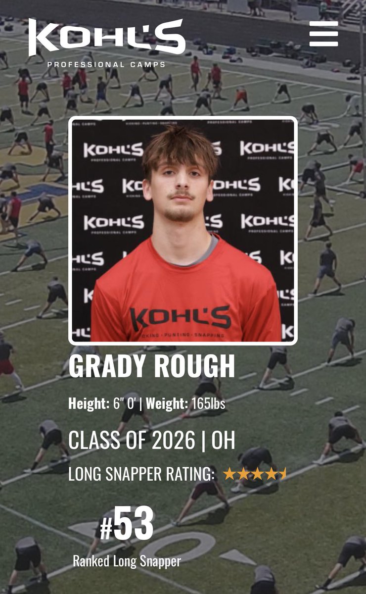 Grady Rough (@gradyrough) on Twitter photo Blessed to be announced a 4.5 ⭐️ and ranked 53 in the nation. <a href="/Coach_Casper/">Coach Casey Casper</a> <a href="/KohlsSnapping/">Kohl's Snapping Camps</a> <a href="/coachdempsey3/">Greg Dempsey</a> Blessed to be announced a 4.5 ⭐️ and ranked 53 in the nation. <a href="/Coach_Casper/">Coach Casey Casper</a> <a href="/KohlsSnapping/">Kohl's Snapping Camps</a> <a href="/coachdempsey3/">Greg Dempsey</a>