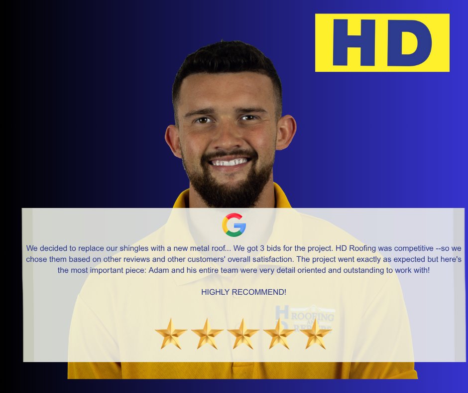 Check out this awesome review we recently received from a very satisfied customer. Give us a call or go to our website if you are looking for a company to go above and beyond in making sure everything is done right.

512-458-6800
hdroofingandrepairs.com

#austin #austinroofing