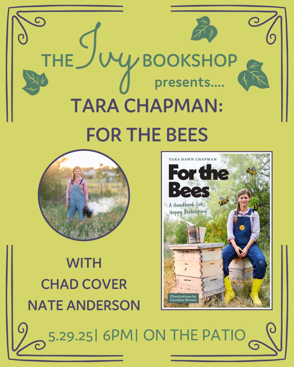 University of Texas Press (@utexaspress) on Twitter photo ATTENTION BEE LOVERS IN THE DMV AREA!
<a href="/TheIvyBookshop/">The Ivy Bookshop</a> in Baltimore is hosting Tara Chapman, author of FOR THE BEES, this Thursday for a conversation on the patio with fellow beekeepers Chad Cover & Steven Cason 🐝
There will be honey to taste and buy!😉
eventbrite.com/e/tara-chapman… ATTENTION BEE LOVERS IN THE DMV AREA!
<a href="/TheIvyBookshop/">The Ivy Bookshop</a> in Baltimore is hosting Tara Chapman, author of FOR THE BEES, this Thursday for a conversation on the patio with fellow beekeepers Chad Cover & Steven Cason 🐝
There will be honey to taste and buy!😉
eventbrite.com/e/tara-chapman…