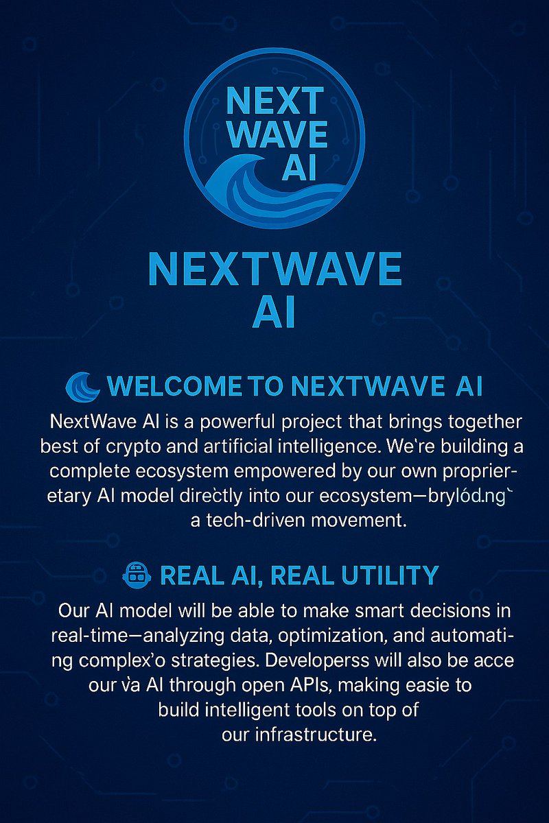 nextwavecoin's tweet photo. 🚨 $NWAI PRESALE IS LIVE! 🌊
The smartest AI-powered crypto is here!

🔹 AI Tools
🔹 Real Utility
🔹 100x Potential 🚀
💥 Don’t watch the wave—ride it.
👉 https://t.co/q5ZkQMwfY1 https://t.co/l8MZcCi4Du