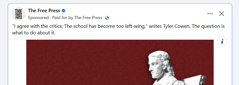 Adamfinkel0's tweet image. Mediocre, myopic economist at (!) George Mason thinks Harvard is off track-- Bari and her paywall agree. What a bore.