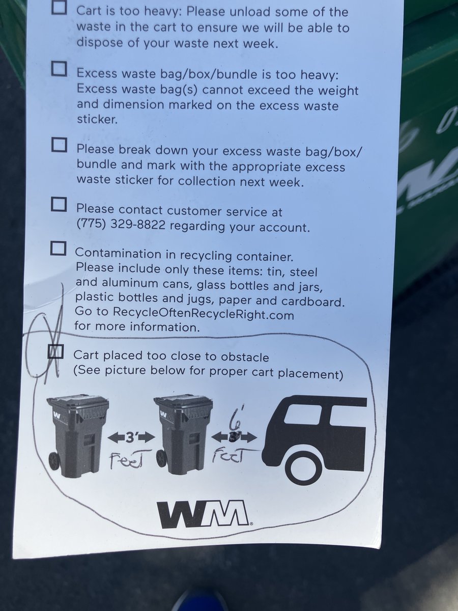While Waste Management is in the news in Reno for having one of its trucks have a huge flame scare local residents, doesn't this seem a little petty for not doing a pickup?

#renowastemanagement