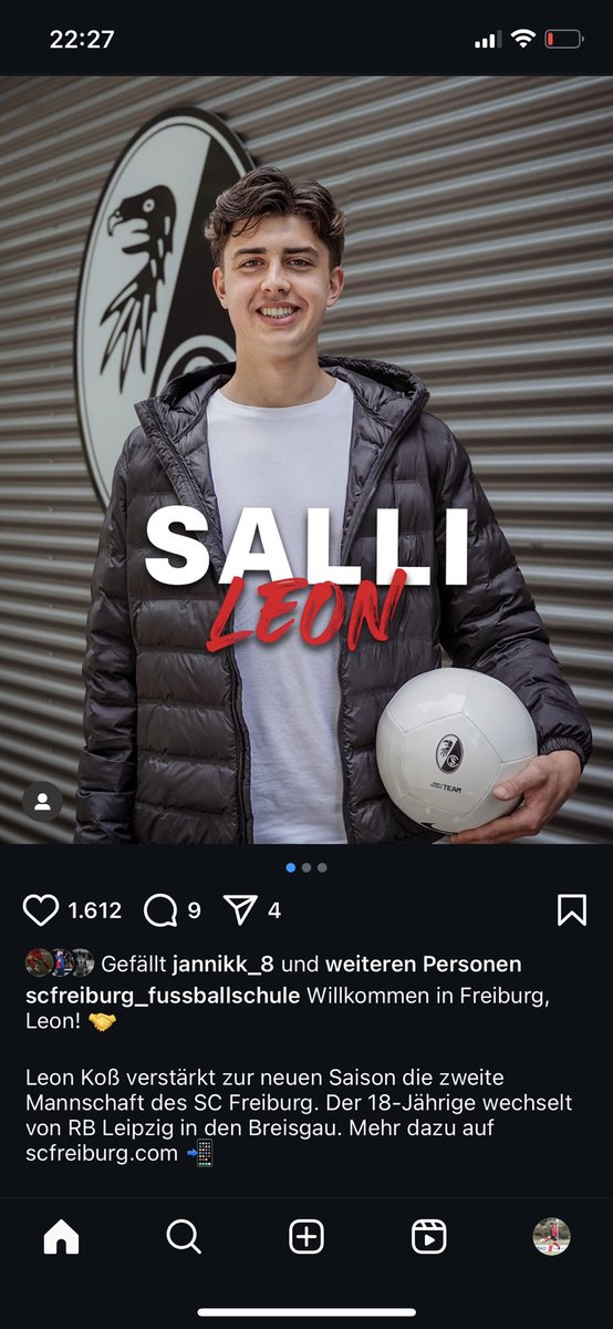 Nachdem die Profiabteilung schon einige Transfers eingetütet hat, macht nun auch die U23 den ersten Zugang offiziell.

Leon Koß ('06 🇩🇪) wechselt aus Leipzig's Jugend nach Freiburg und wird die AV- Positionen verstärken.