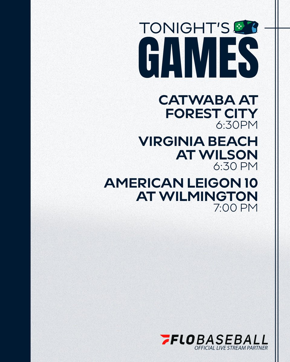Coastal Plain League (@cplbaseball) on Twitter photo Watch our final pre-season game of the night tonight at 7:00 EST, with the <a href="/ILMSharks/">Wilmington Sharks</a> taking on the American Legion Post 10.
Watch all CPL games, pre-season or in, through <a href="/FloCollegeBSB/">FloCollege | Baseball</a> flosports.link/3JNt1sP
#TheFutureIsNow Watch our final pre-season game of the night tonight at 7:00 EST, with the <a href="/ILMSharks/">Wilmington Sharks</a> taking on the American Legion Post 10.
Watch all CPL games, pre-season or in, through <a href="/FloCollegeBSB/">FloCollege | Baseball</a> flosports.link/3JNt1sP
#TheFutureIsNow