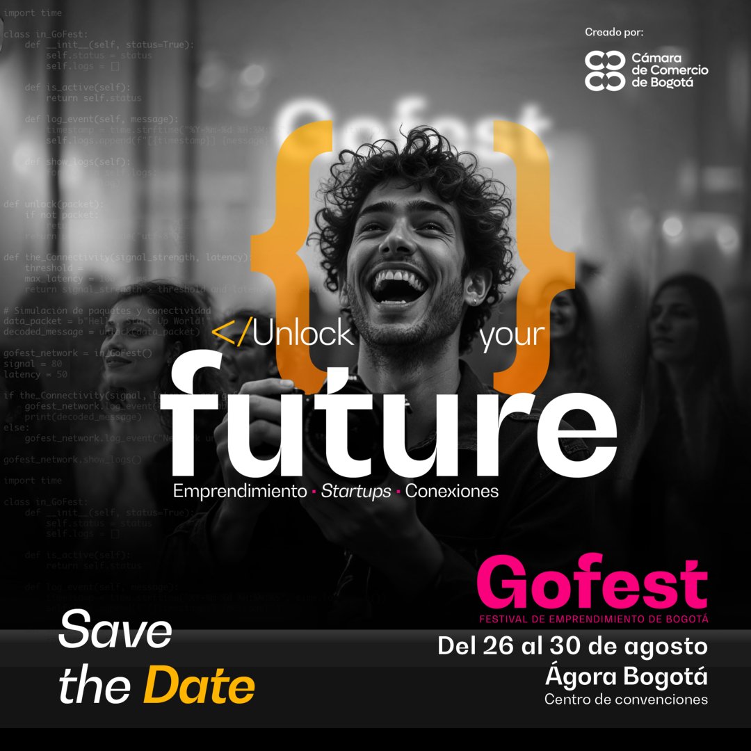 juanpablorc's tweet photo. ¡Guarda esta fecha para vivir la experiencia que te conectará en diferentes espacios!
Este año el Gofest sigue creciendo para ser uno de los festivales de emprendimiento más importantes de Latinoamérica. ¡No te lo pierdas! https://t.co/Sst2XFdsIu