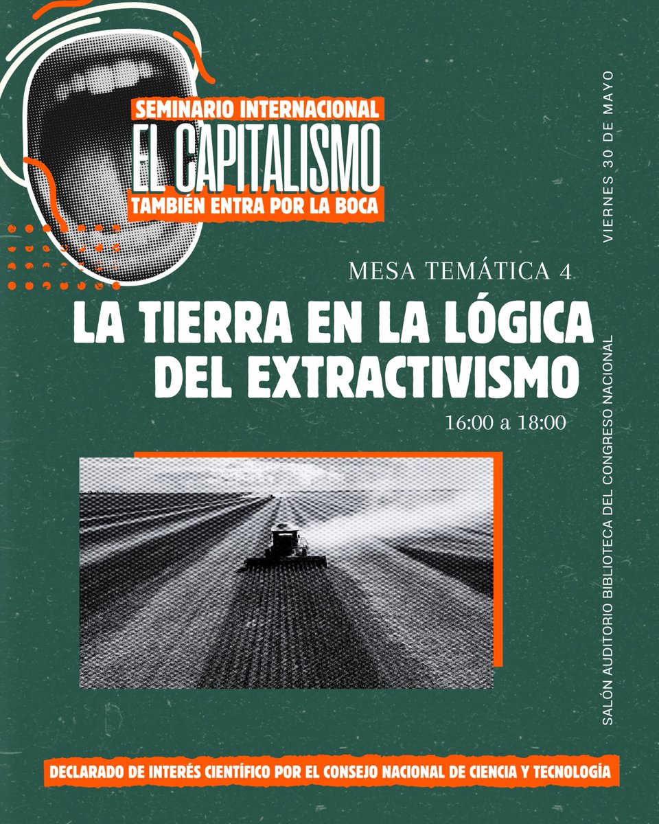 🚜 El debate sobre tierra y extractivismo cierran nuestro seminario en la mesa temática 4, con un diálogo entre la academia y los espacios en resistencia. 

➡ Conocé  a nuestros expositores.

📲 Inscribite: forms.gle/FVCozxMt4oyesZ…
⬇️ Programa: bit.ly/4iUZiPW