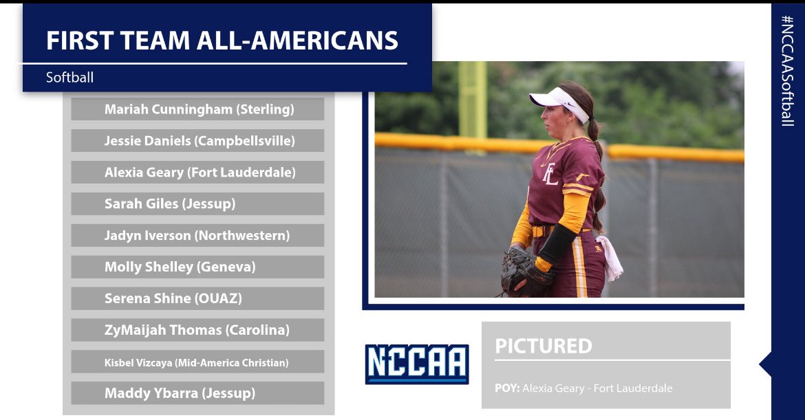 uftlathletics (@uftlathletics) on Twitter photo Alexia Geary becomes the first player from The University of Fort Lauderdale to win National Player of the Year <a href="/TheNCCAA/">NCCAA</a> <a href="/UftlSoftball/">UFTL Softball</a> <a href="/DamonCogdell/">Damon Cogdell</a> <a href="/DrewPowell39/">Coach Powell</a> <a href="/AQAnderson15/">A. Q. Anderson</a> <a href="/IMcCartney5/">Ivan “Sticks” McCartney</a> <a href="/AJemperrie/">Alberto Jemperrie</a> <a href="/CoachJoeAdair/">Joe Adair</a> <a href="/davidernst_15/">David Ernst</a> <a href="/DavidGr34440781/">David Graham</a> Alexia Geary becomes the first player from The University of Fort Lauderdale to win National Player of the Year <a href="/TheNCCAA/">NCCAA</a> <a href="/UftlSoftball/">UFTL Softball</a> <a href="/DamonCogdell/">Damon Cogdell</a> <a href="/DrewPowell39/">Coach Powell</a> <a href="/AQAnderson15/">A. Q. Anderson</a> <a href="/IMcCartney5/">Ivan “Sticks” McCartney</a> <a href="/AJemperrie/">Alberto Jemperrie</a> <a href="/CoachJoeAdair/">Joe Adair</a> <a href="/davidernst_15/">David Ernst</a> <a href="/DavidGr34440781/">David Graham</a>