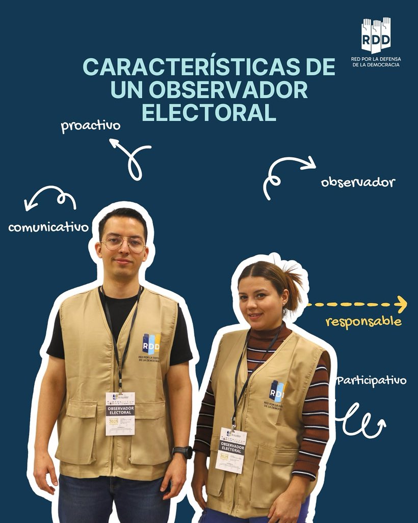 RDD_HN's tweet image. 🗳️ ¿Qué se necesita para ser un buen observador electoral?

Ser comunicativo, proactivo, responsable, participativo y, por supuesto, ¡muy observador! 👥🔍

¿Te gustaría ser parte? Haz click en este enlace 👀: forms.gle/T2r9Z5uEv3wroX…

#ObservaciónElectoral #RDD #OjoConElVoto