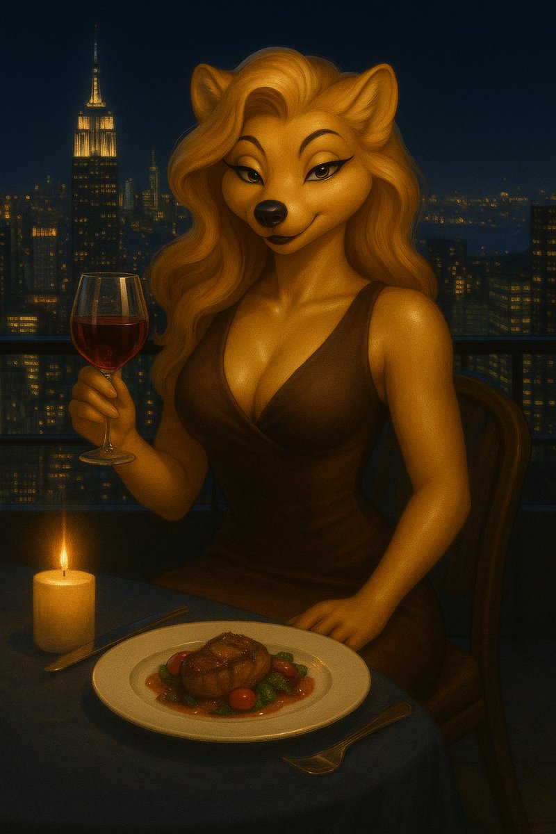 DogeStepmomCoin's tweet photo. Just a little rooftop dinner—because a lady never skips a steak night in the city. Cheers to candlelight, good taste, and even better company. 🍷✨ https://t.co/STxBT0eVBq