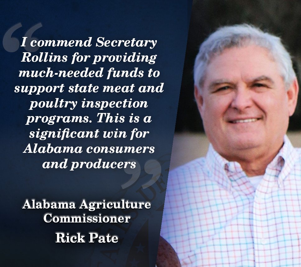 <a href="/TexasDeptofAg/">Texas Agriculture</a> <a href="/AlaAgriculture/">AlaAgriculture</a> Commissioner Rick Pate on the recently announced funding increase for state meat and poultry inspection programs: