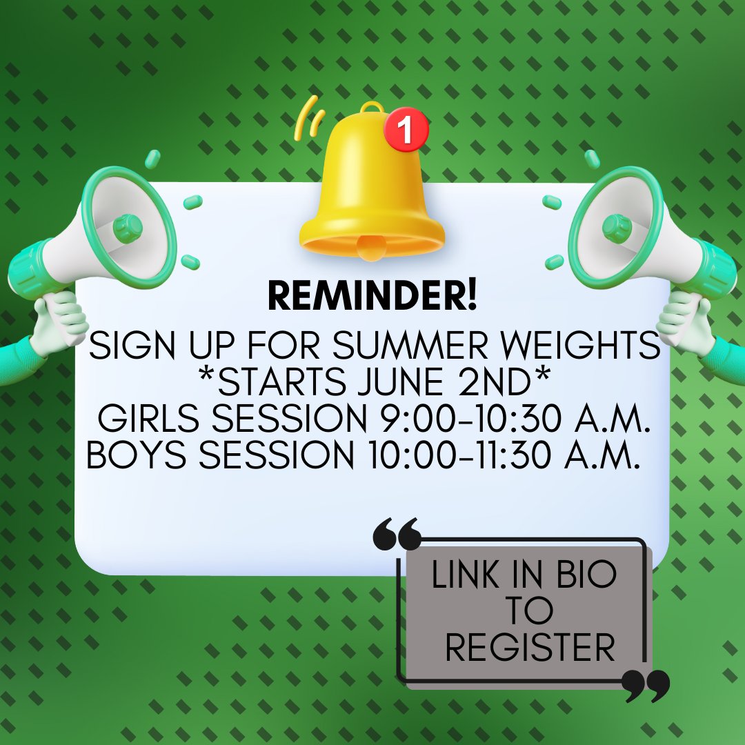 Summer Weights is about a week out! Don't forget to register on our summer camp website!!