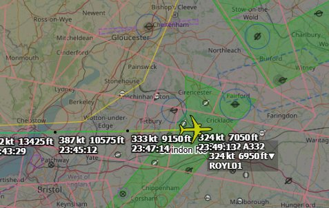 Andyyyyrrrr's tweet image. 23:45 ROYALTY 01 RCAF (Canadian Goverment) CC-330 Husky
Inbound RAF Brize Norton #EGVN from Ottawa Macdonald #CYOW
Bringing their Majesties King Charles III and the Queen back from a Visit to Canada.
Requesting ILS 25 For Arr.
Working Brize Director 133.755
#ROYL01 Tail : 330002