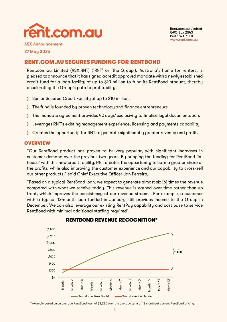Rent.com.au Secures RentBond Funding Approval $RNT - bit.ly/4mAXQ8r
