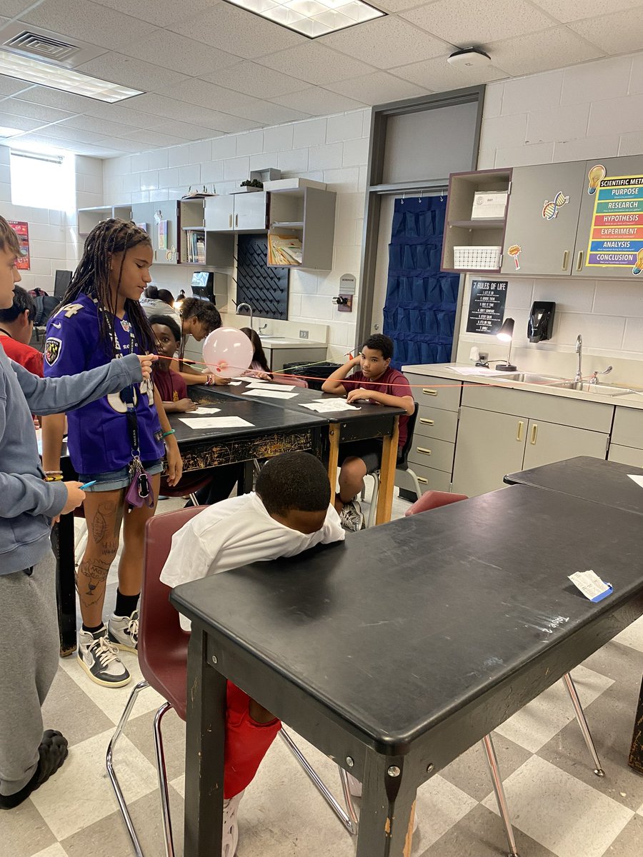 BallardSciTMS's tweet photo. 6th grade experiencing Newtons 3rd Law - for every action, there is an equal and opposite reaction. #ExploreBEFOREexplain #dailyacademicdiscussion #doingsciencedaily https://t.co/AIBPOTqhhB