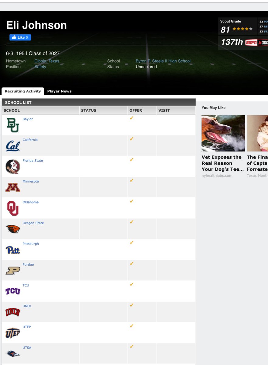 Blessed to be on the #ESPN 300 jr list! 
<a href="/CoachQ_Green/">Quintin Green</a> <a href="/Football_Steele/">Cibolo Steele Football</a> <a href="/samspiegs/">Sam Spiegelman</a> <a href="/RivalsFriedman/">Adam Friedman</a> <a href="/Legends_Jacob/">Jacob Morrison</a> <a href="/chief_vii/">Ramon Richards</a> <a href="/JButler_210/">Josh Butler</a> <a href="/_RL_Martin/">R.L. Martin</a> <a href="/BDammone/">Along The Wire</a> <a href="/On3Recruits/">On3 Recruits</a> <a href="/dctf/">Dave Campbell's — TexasFootball.com</a> <a href="/MikeRoach247/">Mike Roach</a> <a href="/TFloss32/">Todd Glawson</a> <a href="/samspiegs/">Sam Spiegelman</a> <a href="/CraigHaubert/">Craig Haubert</a>