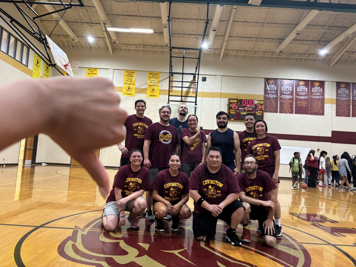 ColtHistory's tweet image. Another win for the STAFF in our student be staff basketball game!! Go Covington Staff!! #CMS_aisd #aisdproud #hanksellent