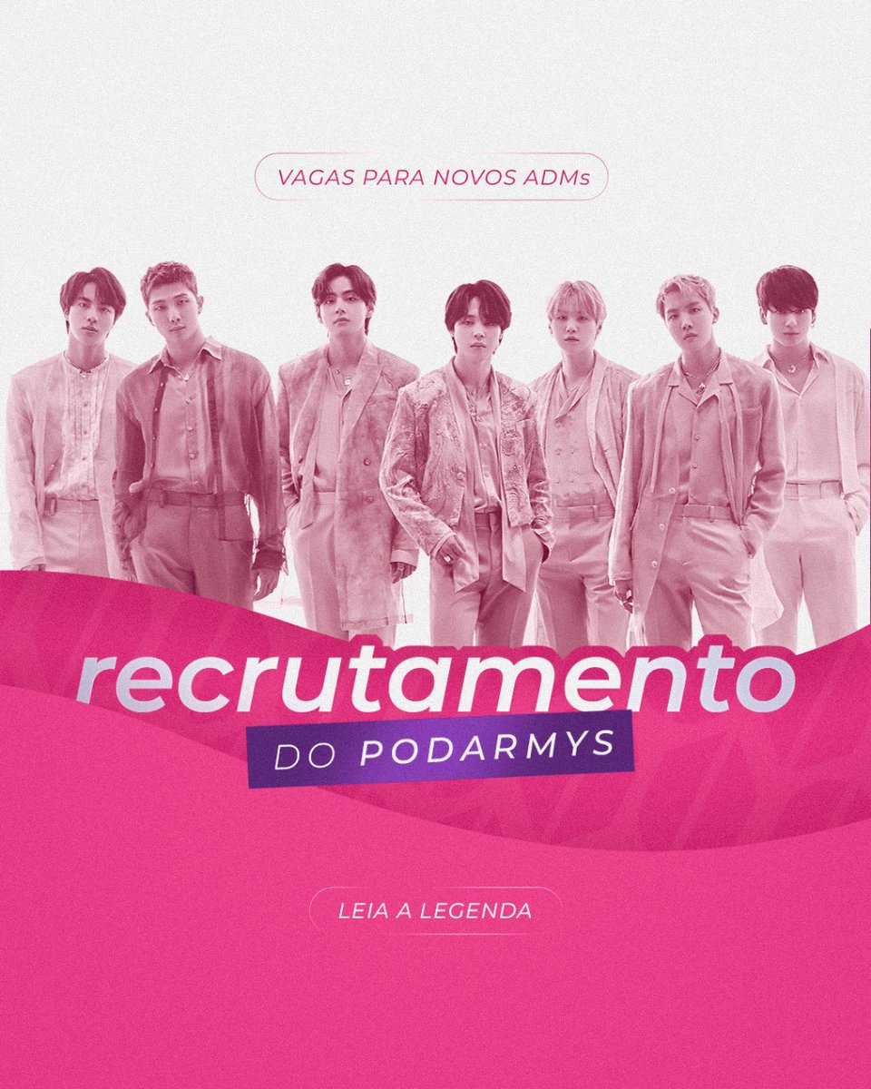 PODARMYS's tweet image. #RECRUTAMENTO ABERTO | Ainda dá tempo de se inscrever! 💜
O recrutamento do PODARMYS foi prorrogado e continua aberto! Se você é fã do BTS, ama criar e quer fazer parte de um projeto feito por ARMYs e para ARMYs, essa é a sua chance!
⚠️ Ainda estamos em busca de pessoas para…