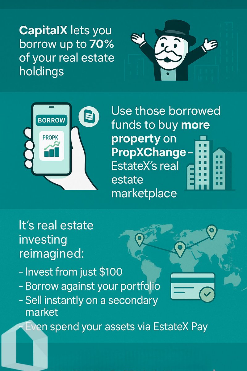 faustina_uzoma's tweet photo. 1/
What if real estate investing was as easy as playing Monopoly…
but the bank actually wanted you to win?
Meet @estatexeu – where real estate meets crypto, and everyone can play.
#CapitalX #EstateX #PropXChange #CryptoInvesting https://t.co/5Q5EkgOUiF