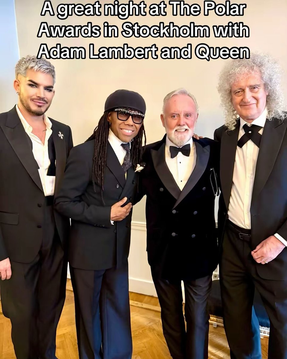 . <a href="/adamlambert/">ADAM LAMBERT</a> with Nile Rodgers, Roger Taylor and Brian May at the Polar Music Prize awards  tonight! 😍😍🥰🖤
instagram.com/p/DKLL_FJtNSq/…