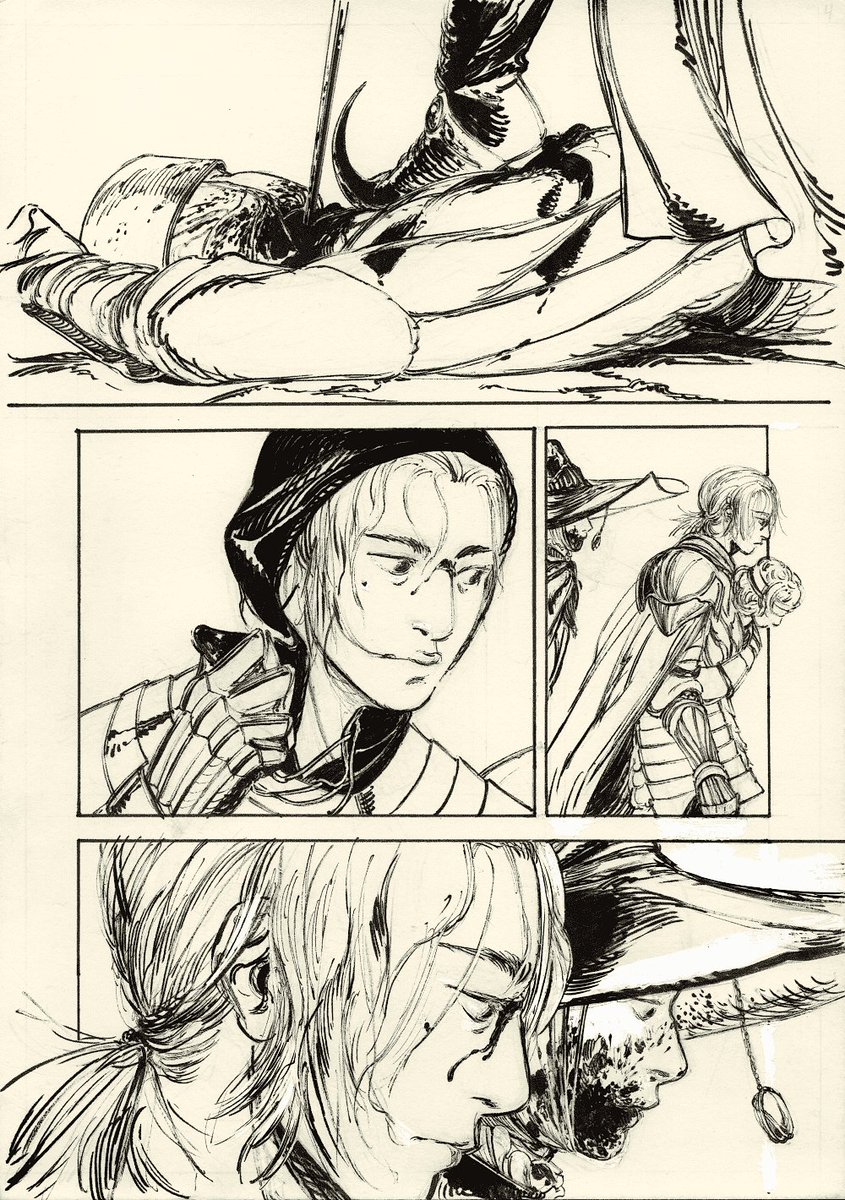 sickcallfuu's tweet image. hello~ selling a bunch of art + original comic pages including some fromsoft fanart from the past couple of years: margotmaison.bigcartel.com/category/froms…
a lot of it's sold already but there's still a couple of drawings and some pages from a Rogier / D comic from 2023.