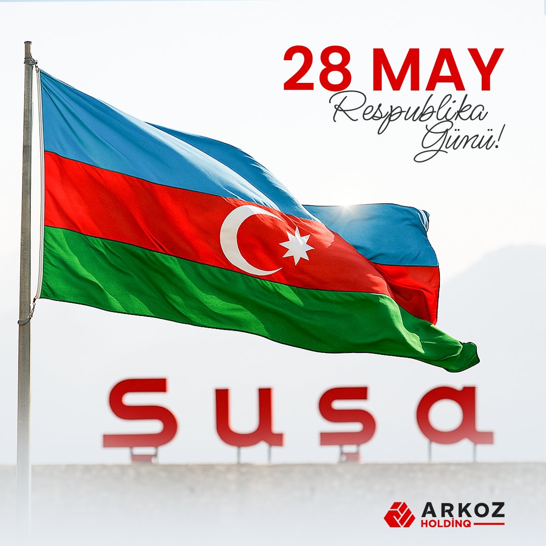 28 May – Respublika  günü münasibətilə bütün xalqımızı ürəkdən təbrik edirik!
Qürurla dalğalanan üçrəngli bayrağımız daim yüksəklərdə olsun!🇦🇿

#arkozholdinq #arkoz #28mayrespublikagünü