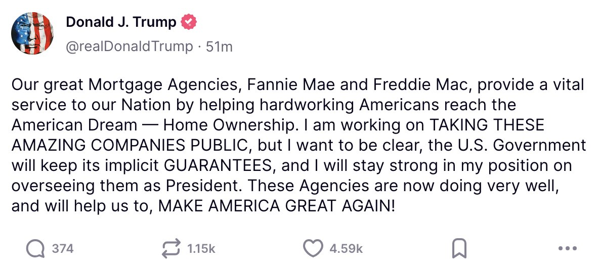 More talk about Fannie Mae and Freddie Mac going public by the President.

Shares of Fannie are up over 50% to double-digits in just the past five days.  And up 600% in the past year.

Shares haven't been this high since 2008...
