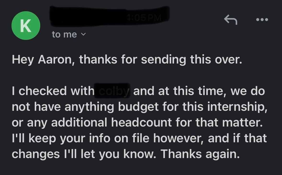 Just got my internship dropped. Started recruiting for them since march. 

Going to New York with no safety net now, hmu if ur free!