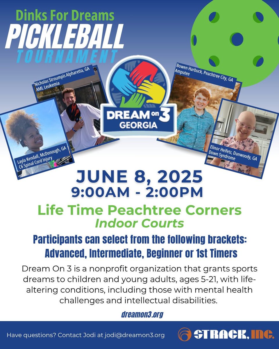 We're so excited for our first ever Dinks for Dreams Pickleball Tournament with Dream On 3 Georgia!

➡️dreamon3.my.salesforce-sites.com/dreamon3events…