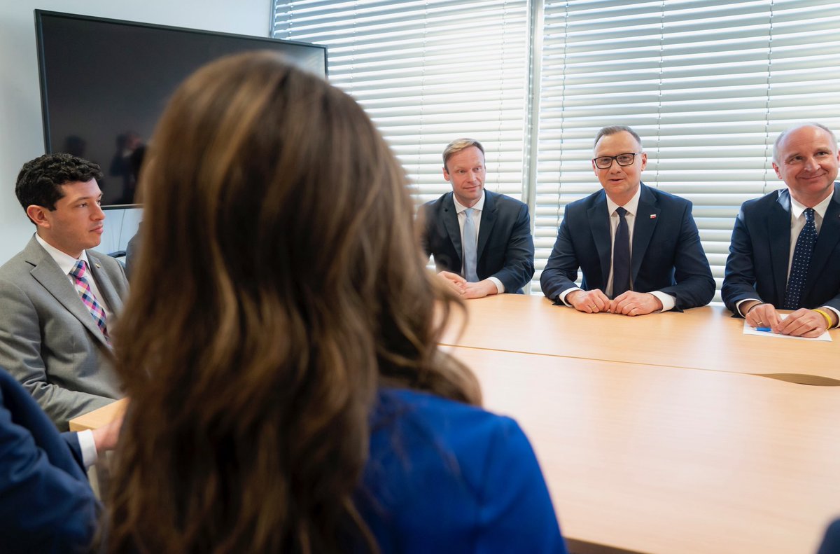 Homeland Security (@dhsgov) on Twitter photo Secretary Noem met with President Duda of Poland, where he praised <a href="/POTUS/">President Donald J. Trump</a> Trump’s close partnership and thanked her for visiting.
When asked what message he wanted <a href="/Sec_Noem/">Secretary Kristi Noem</a> to bring back to President Trump, <a href="/AndrzejDuda/">Andrzej Duda</a> said “We believe in America.”
Duda took pride in Secretary Noem met with President Duda of Poland, where he praised <a href="/POTUS/">President Donald J. Trump</a> Trump’s close partnership and thanked her for visiting.
When asked what message he wanted <a href="/Sec_Noem/">Secretary Kristi Noem</a> to bring back to President Trump, <a href="/AndrzejDuda/">Andrzej Duda</a> said “We believe in America.”
Duda took pride in