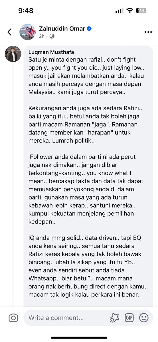 Nsyawana's tweet image. UNTUK BACAAN YB @rafiziramli 

Saya share comment FB, saya rasa bagus apa dia tulis ni.

Hope YB can accept, please Dont resign Menteri Ekonomi, sedap2 lah siapa dapat nnt sambung ambil nama je 🥹

For @anwaribrahim byk hati pengundi PH dah terbakar, do something or u will lose.