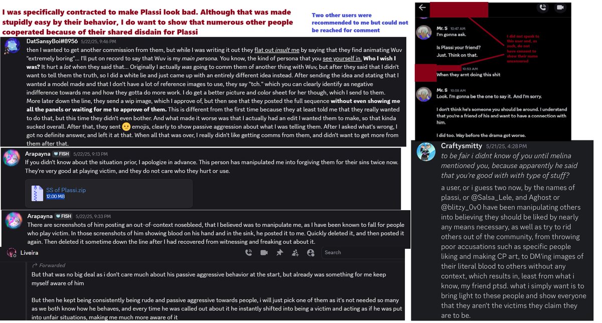 Today I come before all of you to remove yet another criminal from the community, Plassi. 
This account is racist, narcissistic, they enjoy hurting others and even go as far as hurting themselves as a means of manipulating others.
block them.
enlarge the images to read it all.