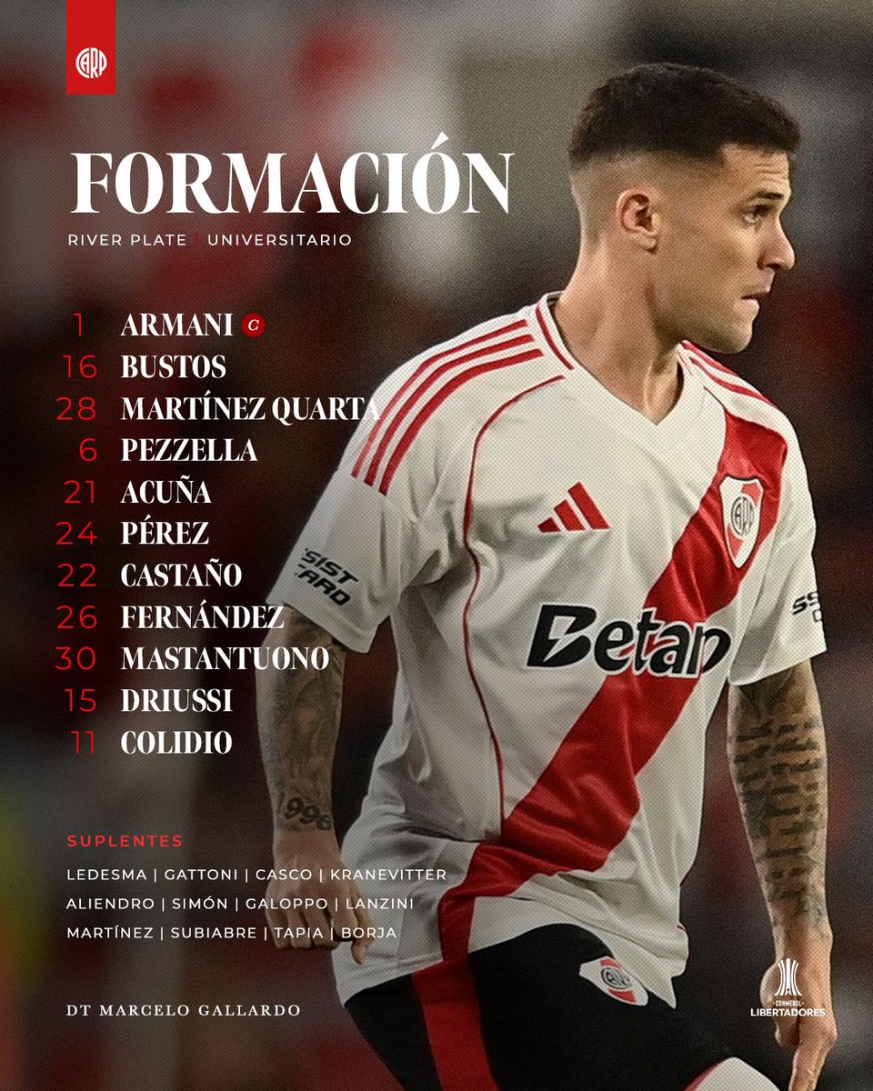 CARPInformativo's tweet photo. 11 INICIAL PARA ESTA NOCHE CONFIRMADO✅ 
VAMOS MILLO🐔🏟️🏟️ https://t.co/sjMeSm7eVA