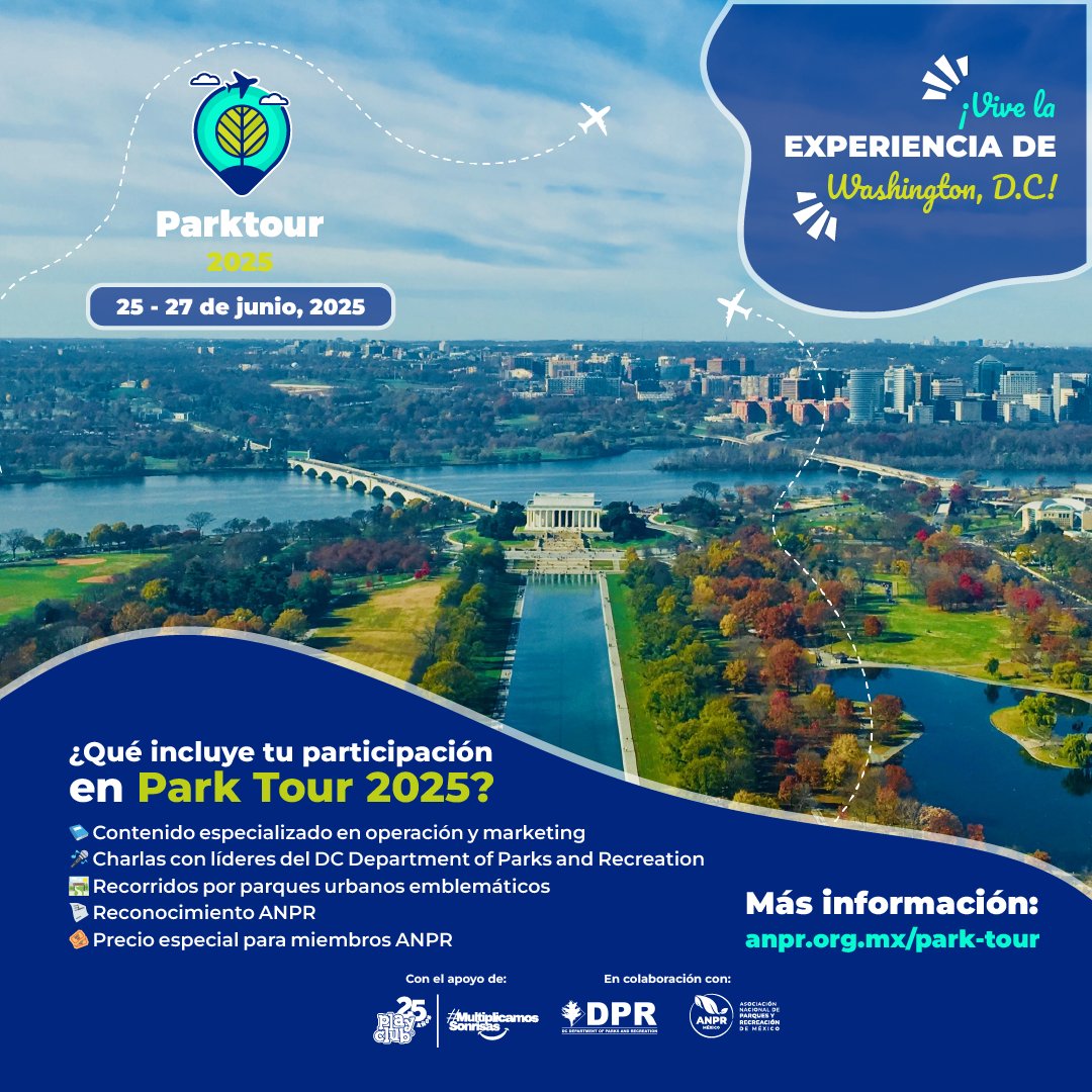 Durante tres días en Washington D.C., conocerás de cerca cómo se planifican, operan y mantienen algunos de los parques urbanos más emblemáticos de Estados Unidos 🇺🇸.

🔗 Toda la información: anpr.org.mx/park-tour