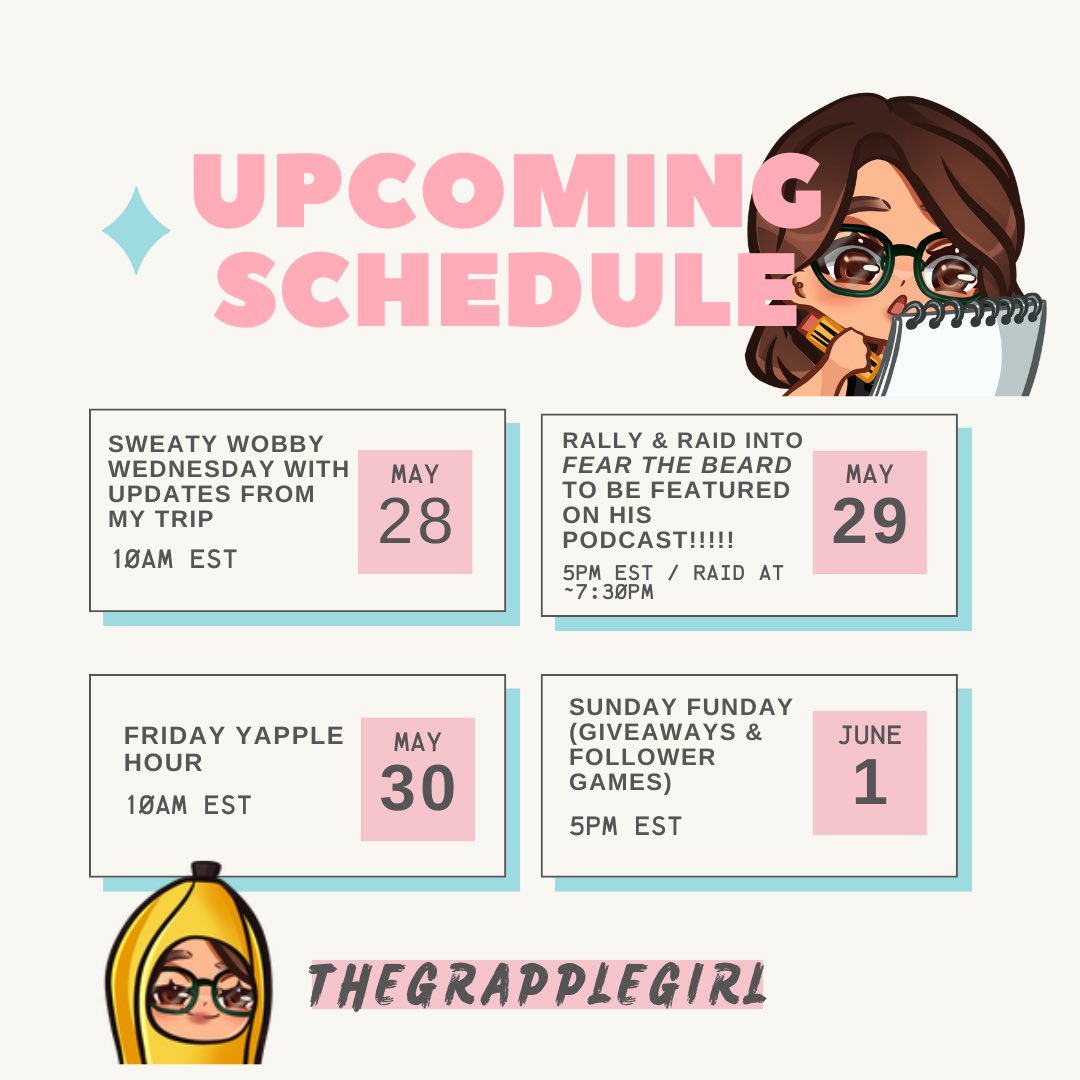 TheGrappleGirl (@grapplegirl) on Twitter photo I’m back at it again tomorrow morning 10am EST. 🎉
Very short stream on Thursday evening to rally, get hyped, and raid <a href="/fearthebeardttv/">FearTheBeard↔️TheBeardLounge</a> to be interviewed on his Twitch channel. What an honor!! Super excited. ✨ I’m back at it again tomorrow morning 10am EST. 🎉
Very short stream on Thursday evening to rally, get hyped, and raid <a href="/fearthebeardttv/">FearTheBeard↔️TheBeardLounge</a> to be interviewed on his Twitch channel. What an honor!! Super excited. ✨