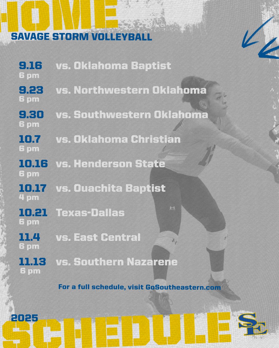 Southeastern Athletics (@gosoutheastern) on Twitter photo We are 1️⃣0️⃣0️⃣ days away from the start of the Savage Storm Volleyball season! We look forward to seeing you in Bloomer Sullivan Gym this fall! To see the full schedule, visit GoSoutheastern.com.
#TakeCover | <a href="/SavageStormVB/">Savage Storm Volleyball</a> We are 1️⃣0️⃣0️⃣ days away from the start of the Savage Storm Volleyball season! We look forward to seeing you in Bloomer Sullivan Gym this fall! To see the full schedule, visit GoSoutheastern.com.
#TakeCover | <a href="/SavageStormVB/">Savage Storm Volleyball</a>